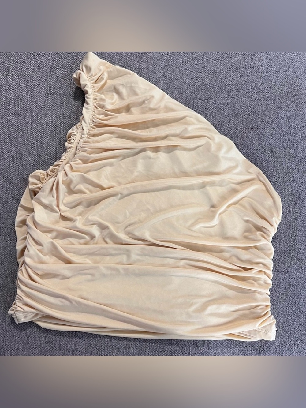 Express Body Contour One Shoulder Ruched Top Nude Beige Size Large